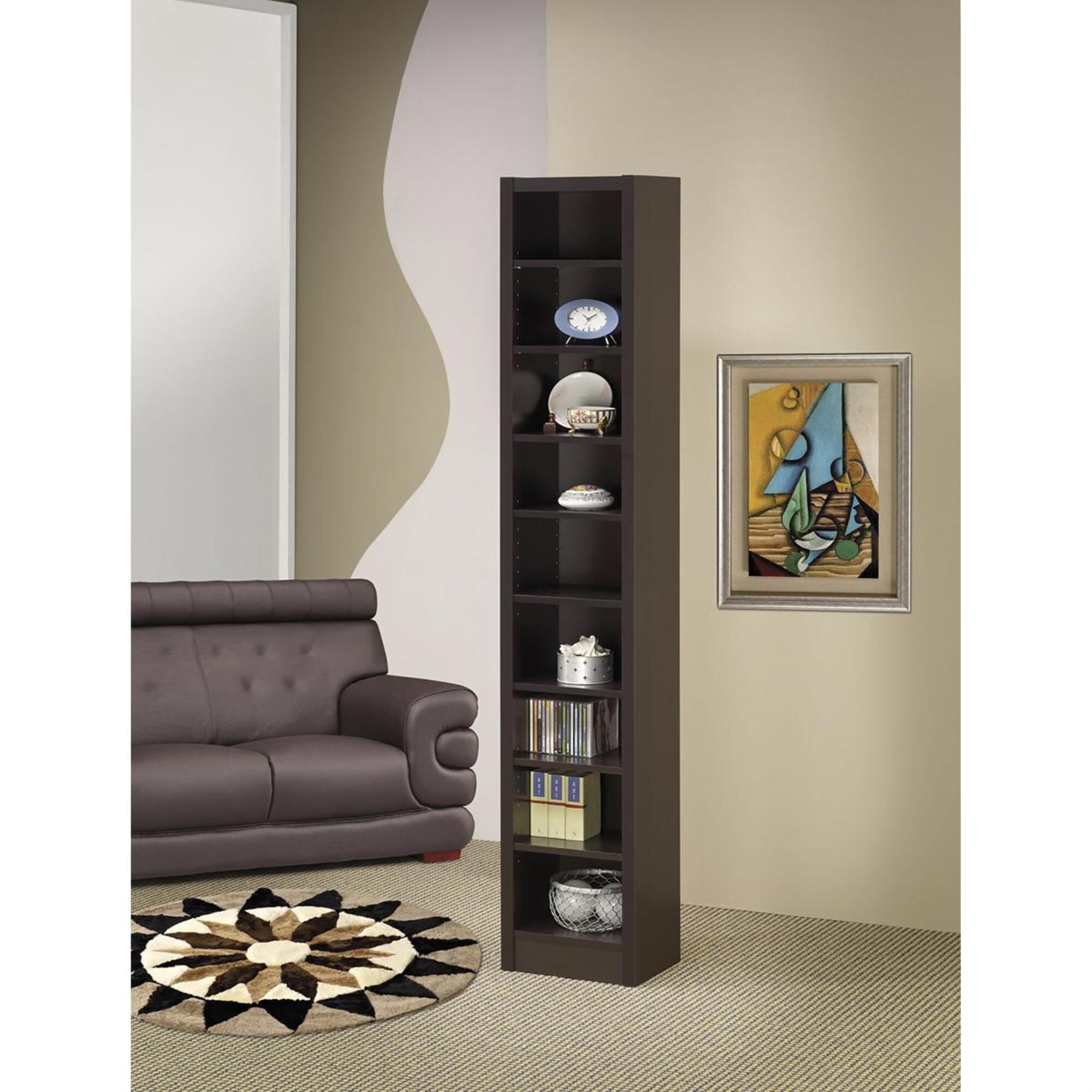 Dark wood sales narrow bookcase