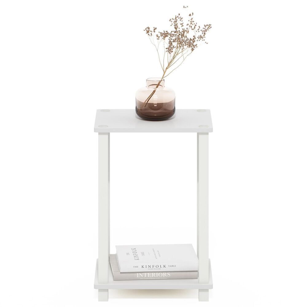 HOMLUX Simplistic 1-Tier End Table in White, , large