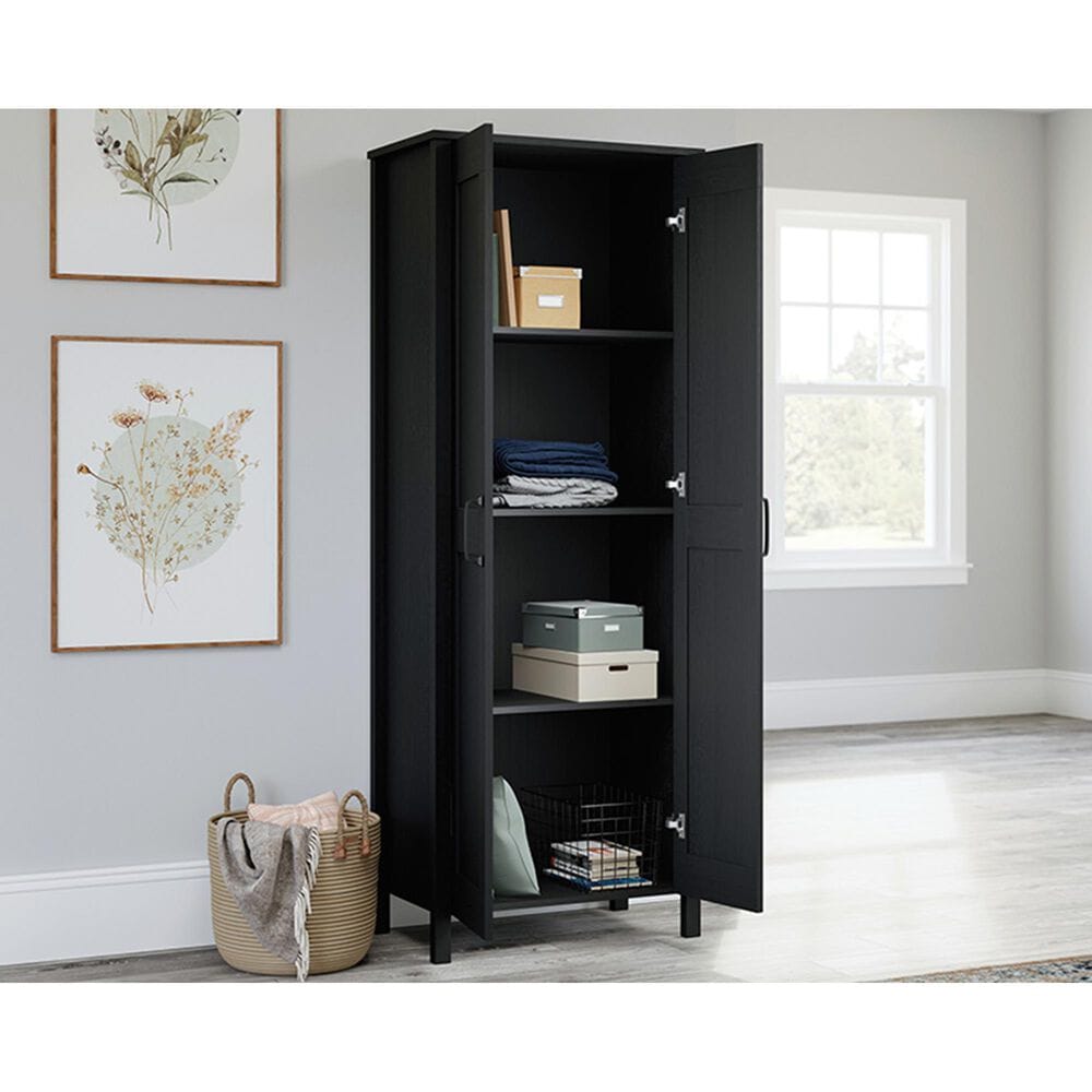 Sauder Two-Door Storage Cabinet in Raven Oak, , large