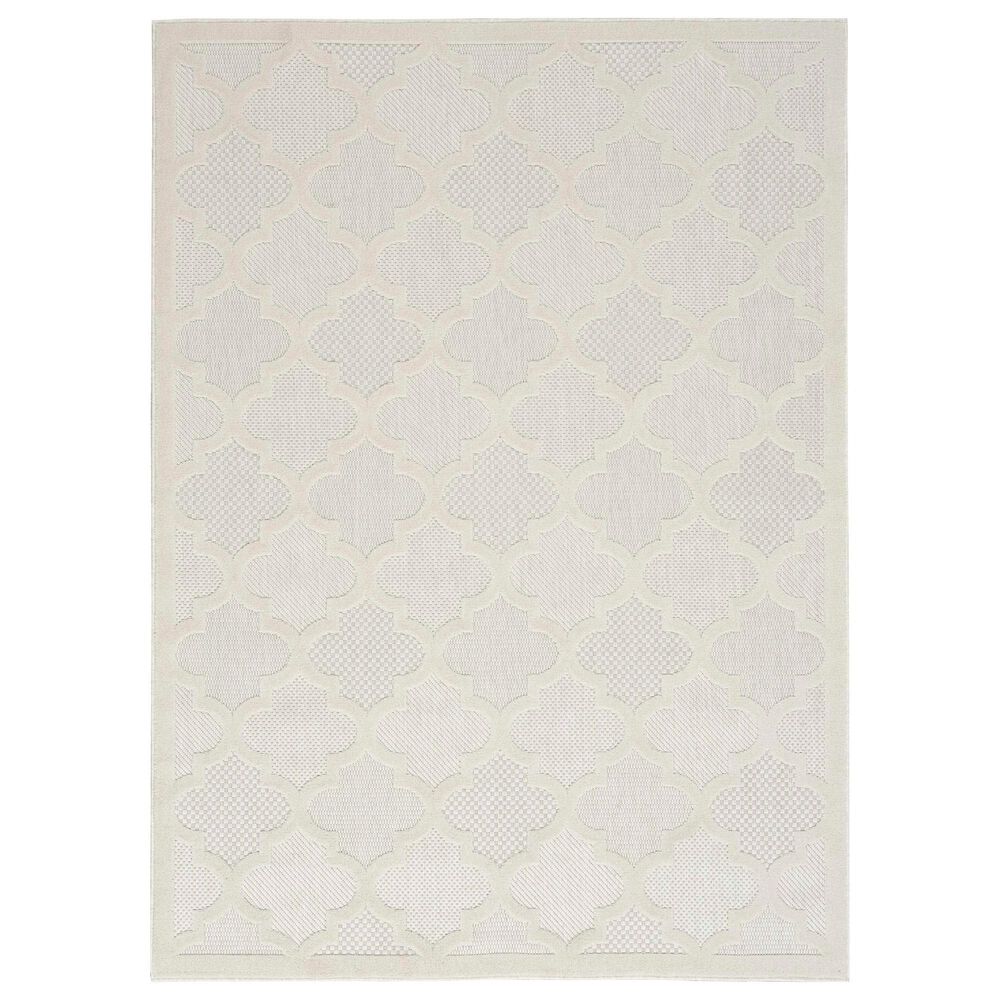 Nourison Easy Care 2" x 4" Ivory and White Indoor/Outdoor Area Rug, , large