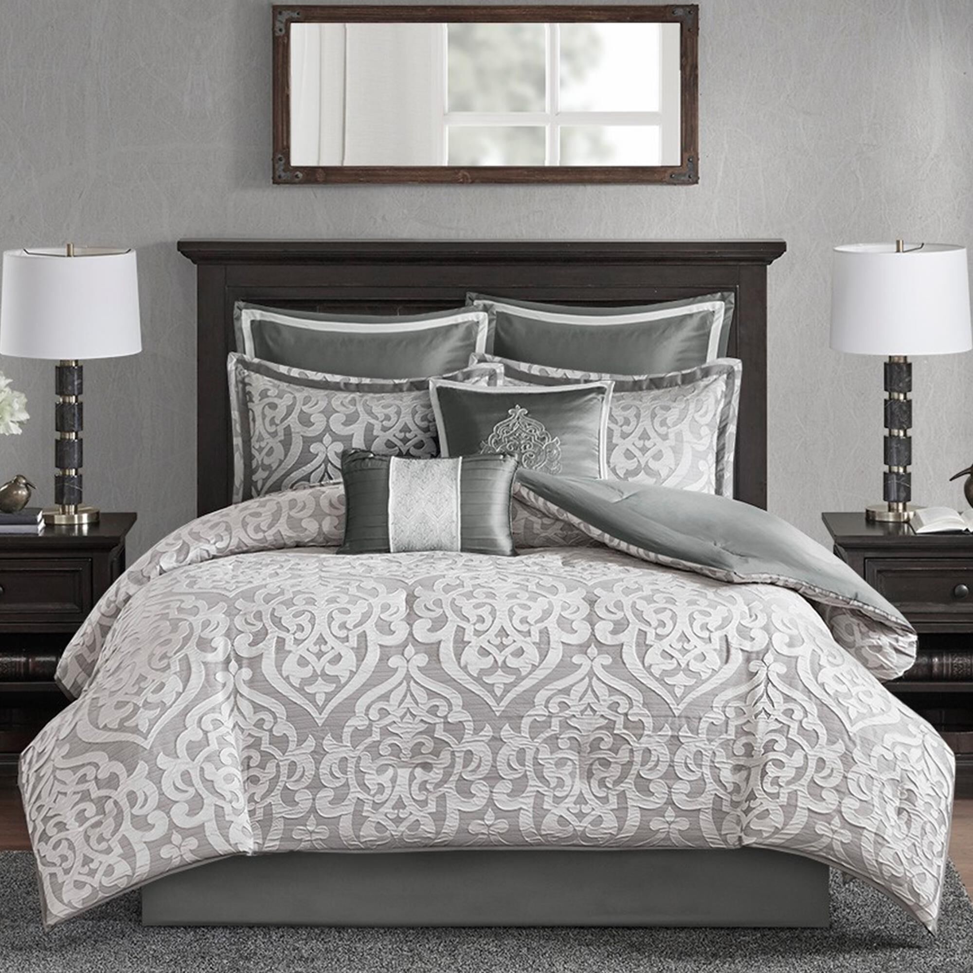 California King Comforter Set in Silver 