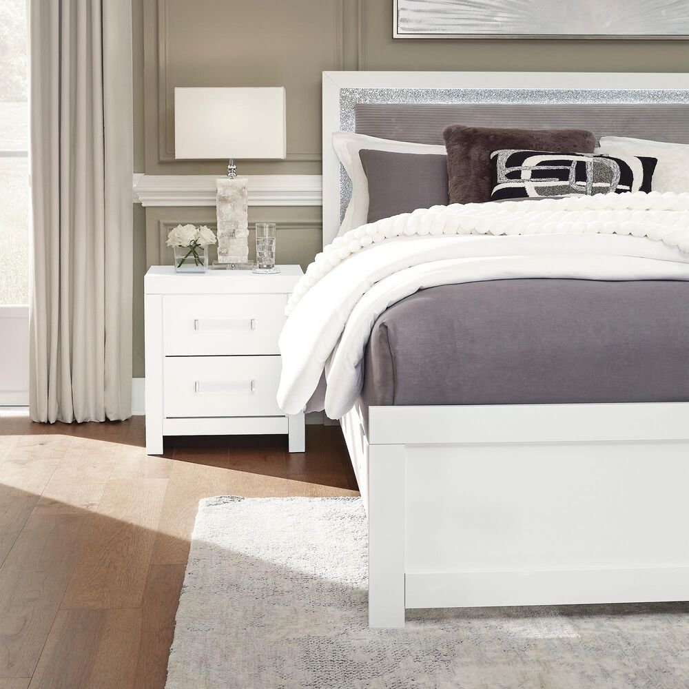 Ashley Maeling 4 Piece Queen Upholstered Panel Bedroom Set in Matte White, , large