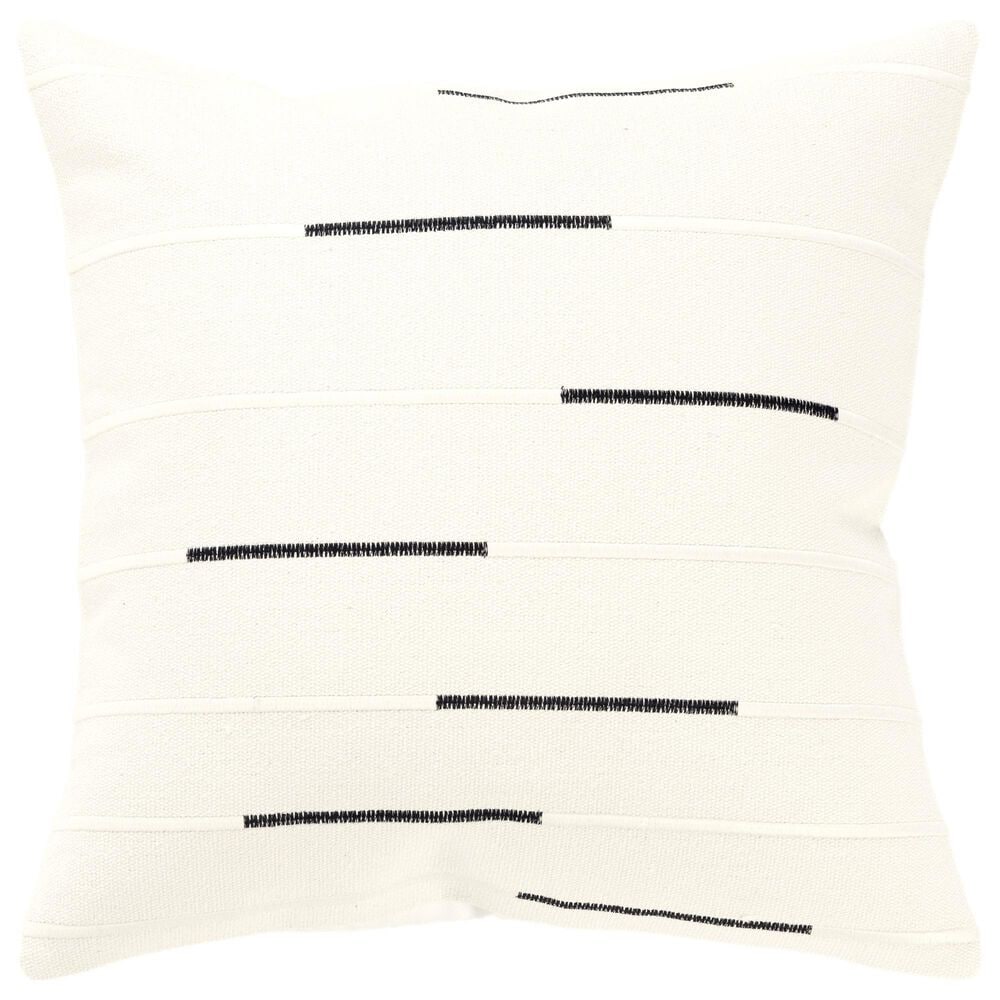 Rizzy Home 20" x 20" Striped Down Filled Throw Pillow in Ivory and Black, , large