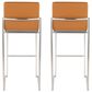 LumiSource Fuji Stackable Barstool with Camel Faux Leather in Stainless Steel (Set of 2), , large