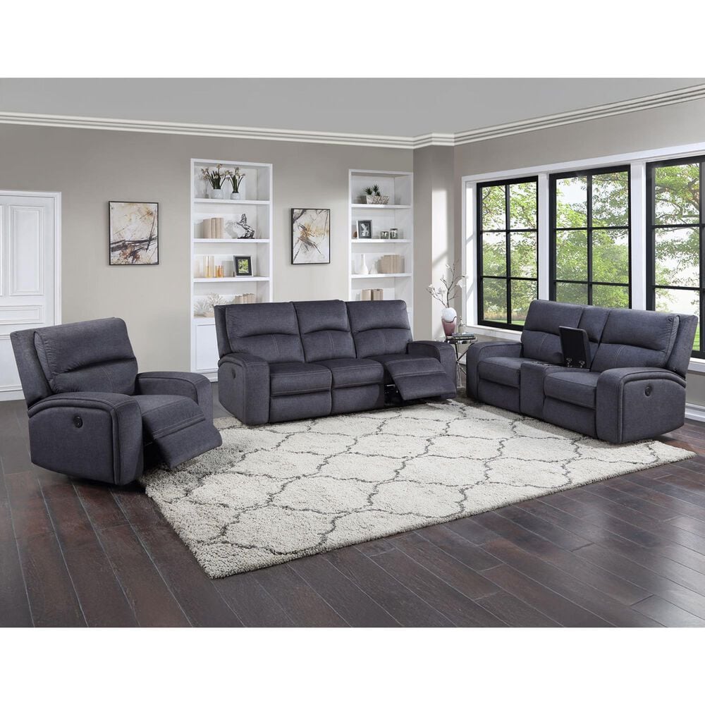Steve Silver Lovell Power Console Loveseat in Charcoal, , large