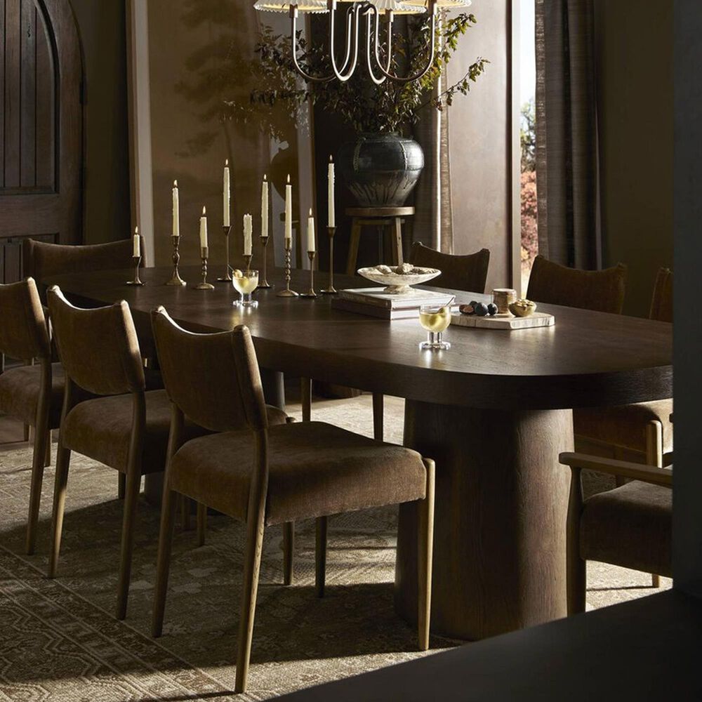 Four Hands Jayla Dining Arm Chair with Altair Mushroom Fabric in Toasted Oak, , large