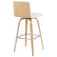 Armen Living Vienna Swivel Bar Height Stool with Snow White Upholstery in Patterned Oak, , large