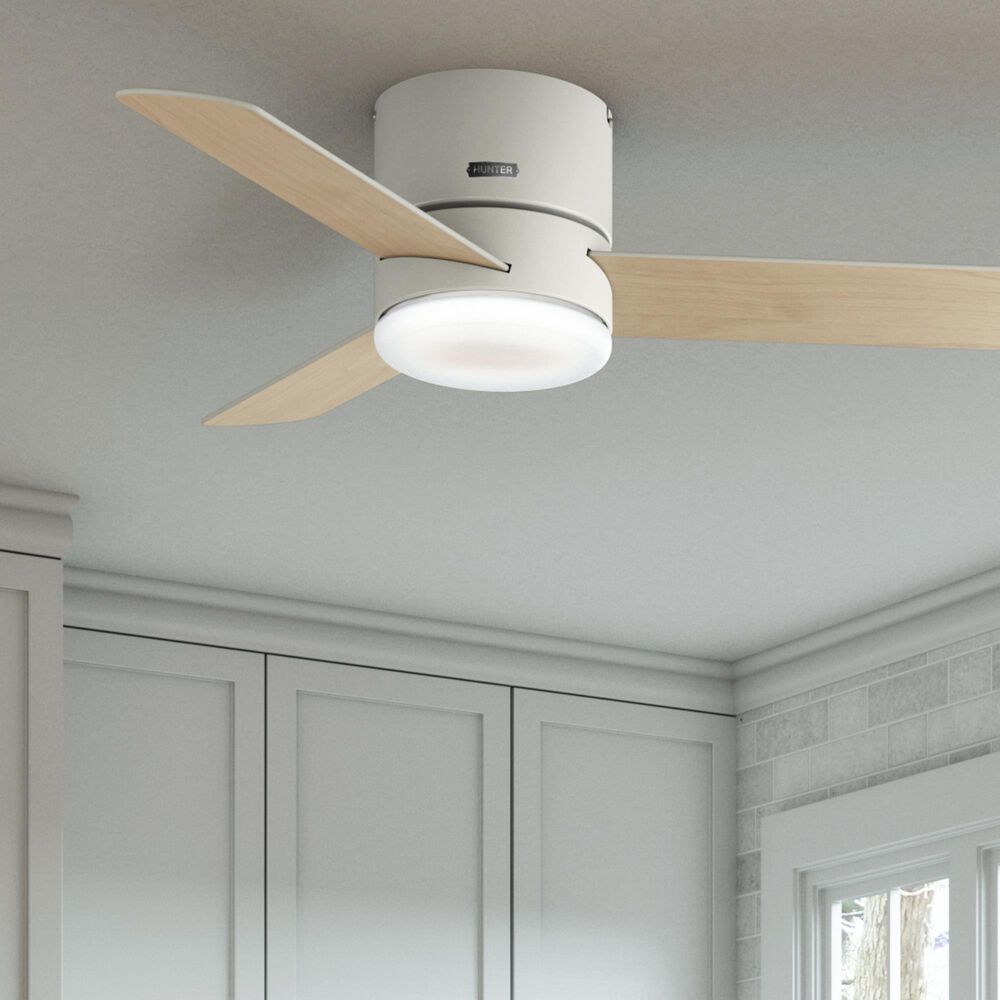 Hunter Minimus Low Profile 44&quot; Ceiling Fan with LED Light in Fresh White, , large