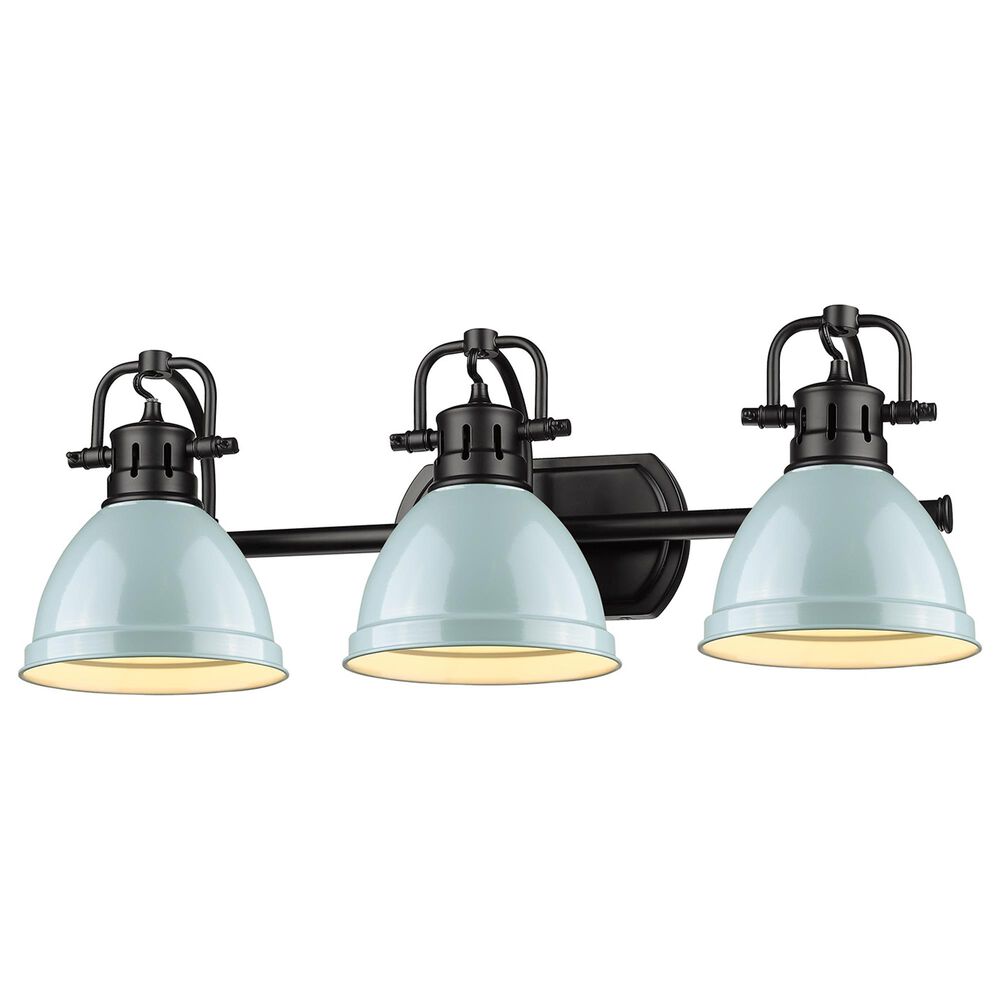 Golden Lighting Duncan 3-Light Bath Vanity in Matte Black and Light Blue, , large