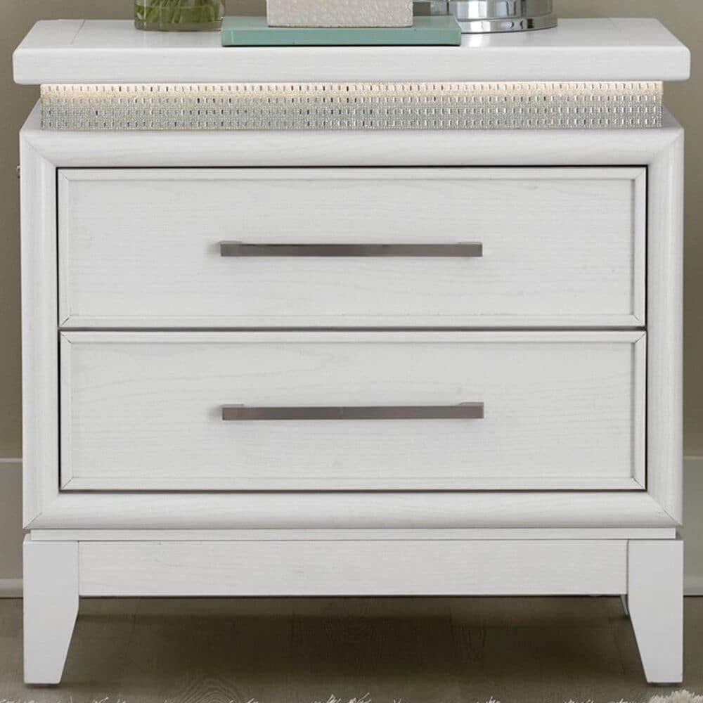 Belle Furnishings Reflections 2-Drawer Nightstand in Pearl White and Rhinestone, , large