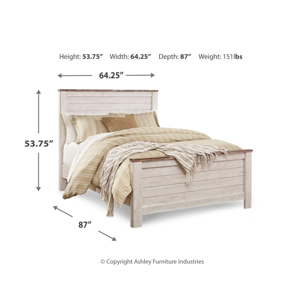 Ashley Willowton Queen Panel Bed in Whitewash, , large