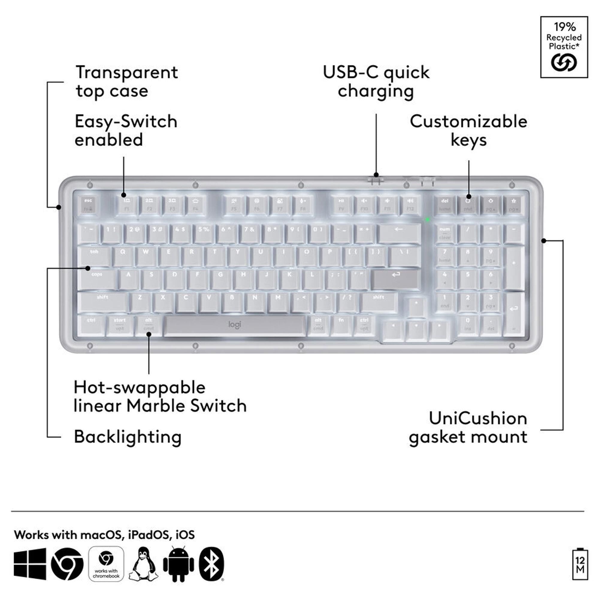 Logitech Alto Keys K98M Wireless Mechanical Keyboard in Off-White