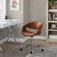 LumiSource Curvo Swivel Task Chair with Camel Faux Leather Cushion in Chrome, , large