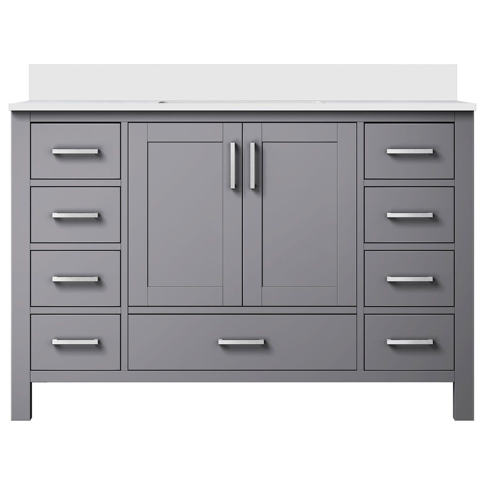 Lexora Home Jacques 48&quot; Single Bathroom Vanity in Dark Grey with 2 cm White Cultured Marble Top and Rectangular Sink, , large