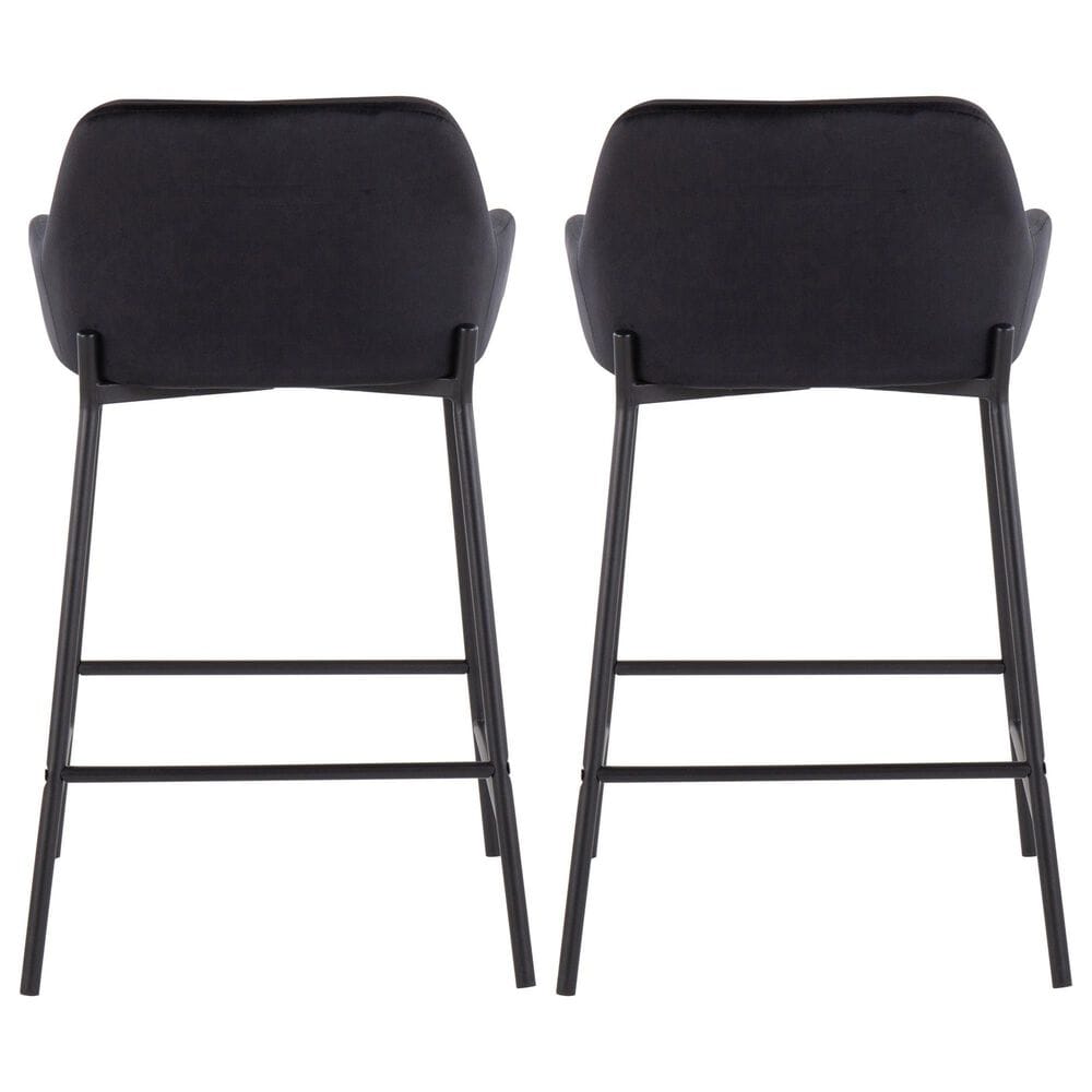 LumiSource Daniella Counter Stool with Black Velvet Upholstery in Black (Set of 2), , large