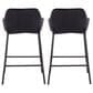 LumiSource Daniella Counter Stool with Black Velvet Upholstery in Black (Set of 2), , large