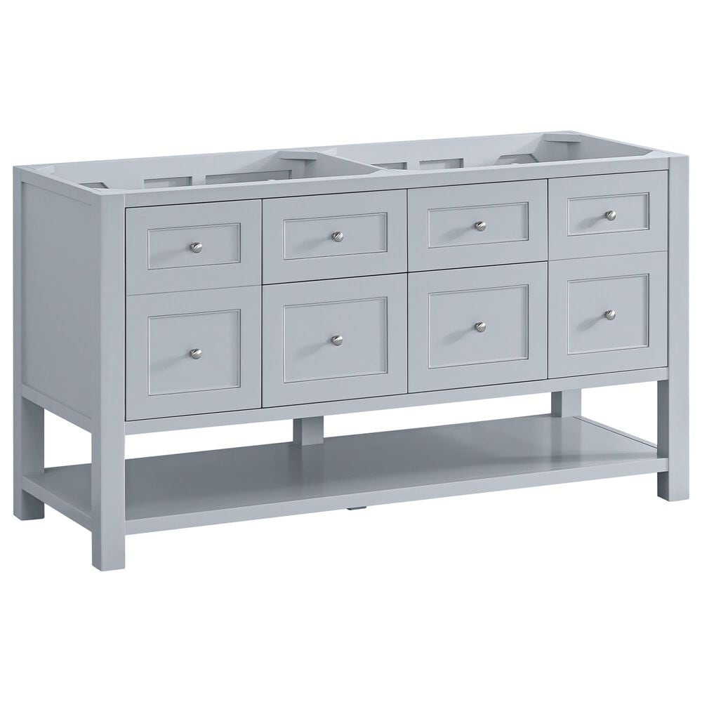 James Martin Vanities Breckenridge 60&quot; Double Bathroom Vanity in Serenity Blue with Single Hole 3 cm White Zeus Quartz Top and Rectangular Sinks, , large