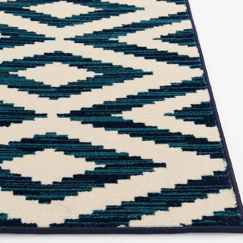 Central Oriental Terrace Tropic Scalene 6&#39;7&quot; x 9&#39;6&quot; White and Blue Area Rug, , large