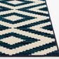 Central Oriental Terrace Tropic Scalene 6"7" x 9"6" White and Blue Area Rug, , large