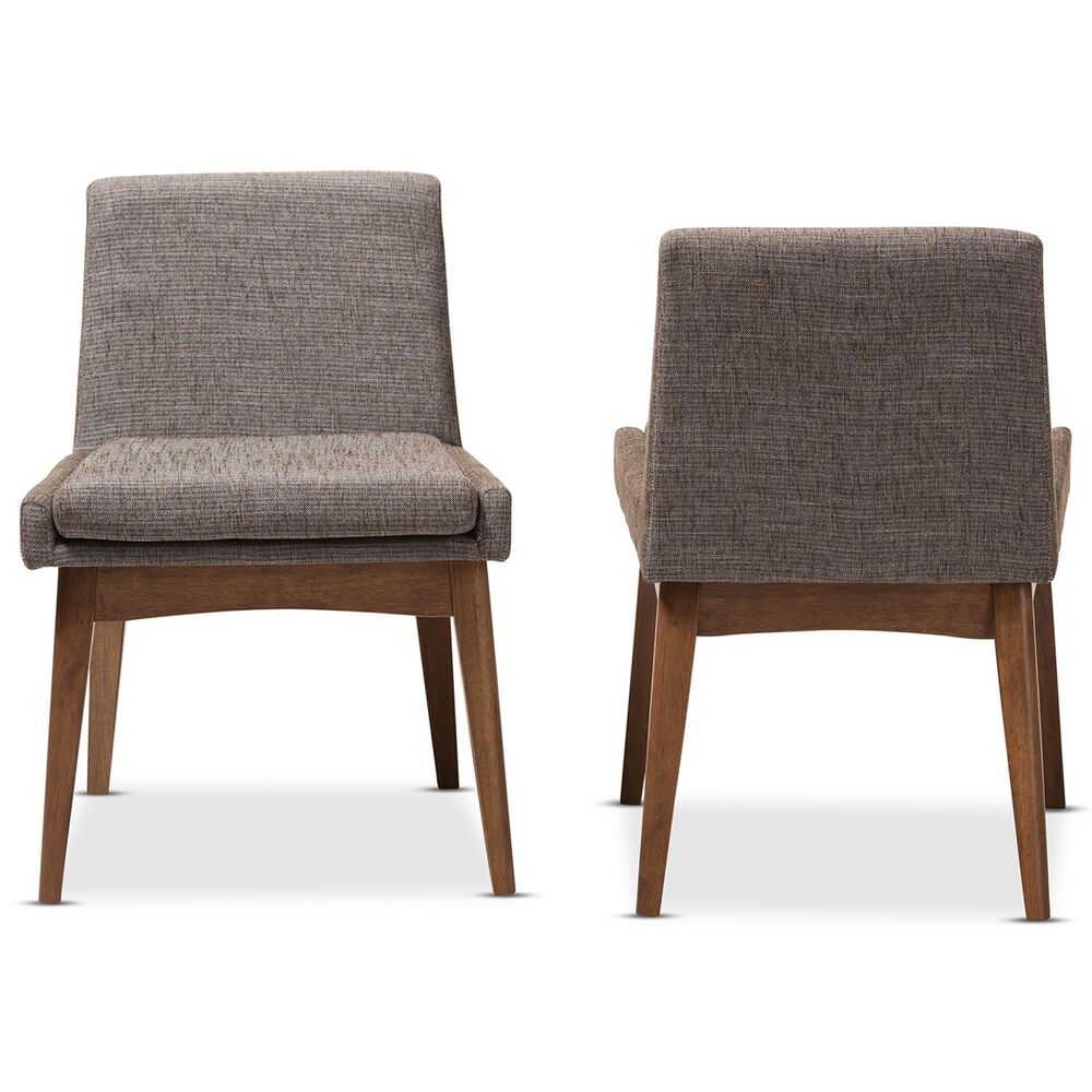 Baxton Studio Nexus Side Chair with Gravel Cushion in Walnut Brown (Set of 2), , large