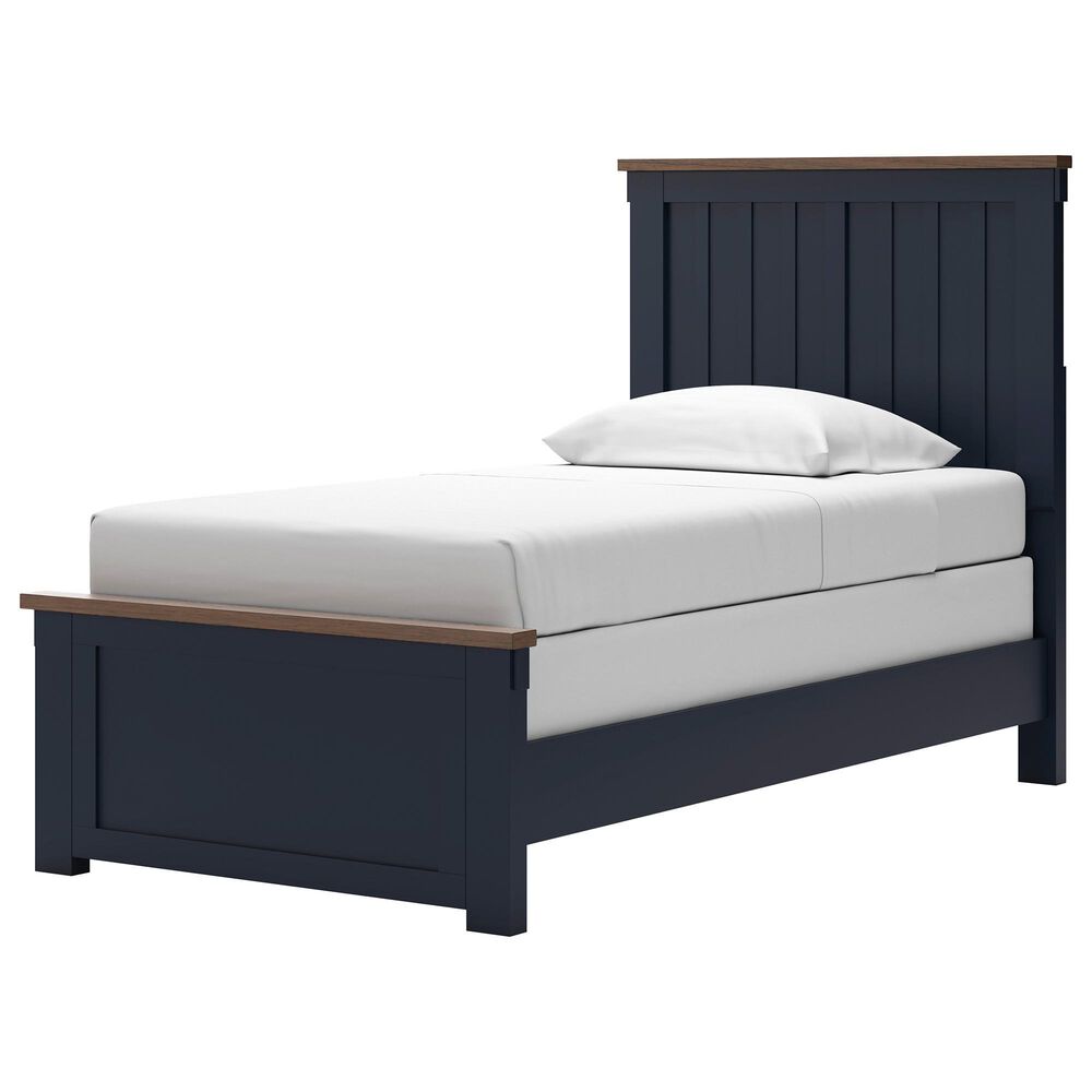 Ashley Landocken Twin Panel Bed in Brown and Blue, , large