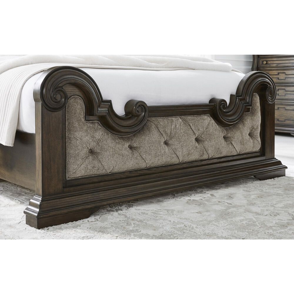 Millenium Queen Upholstered Bed in Dark Brown, , large