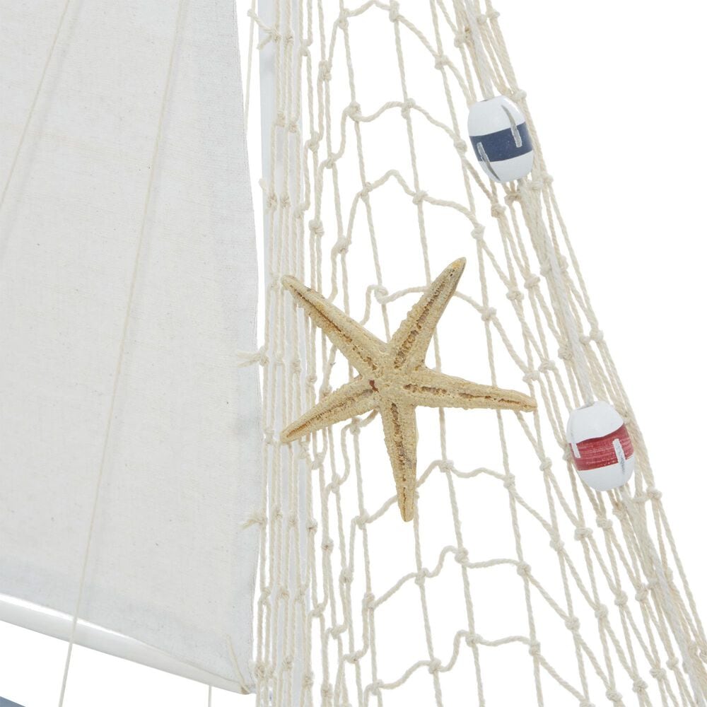 Maple and Jade Sail Boat Decorative Sculpture in Distressed White, Blue, Yellow and Red &#40;Set of 2&#41;, , large