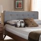Baxton Studio Palina Queen Headboard with Light Grey Upholstered in Walnut Brown, , large