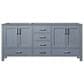 Lexora Home Jacques 60" Double Bathroom Vanity in Dark Grey with 2 cm White Quartz Top and Rectangular Sinks, , large