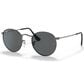 Ray-Ban Round Metal Antiqued Sunglasses with Dark Grey Lenses in Matte Gunmetal, , large
