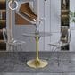Leisuremod LeisureMod Verve Collection 27 Round Dining Table, Brushed Gold Base with Sintered Stone Grey Top, , large