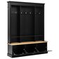 HOMLUX 9-Hook Hall Tree with 3-Cabinet in Black and Natural, , large