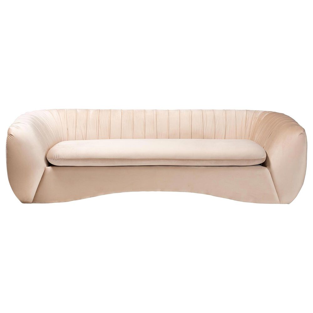 Baxton Studio Adanna Stationary Sofa in Champagne Beige Velvet, , large