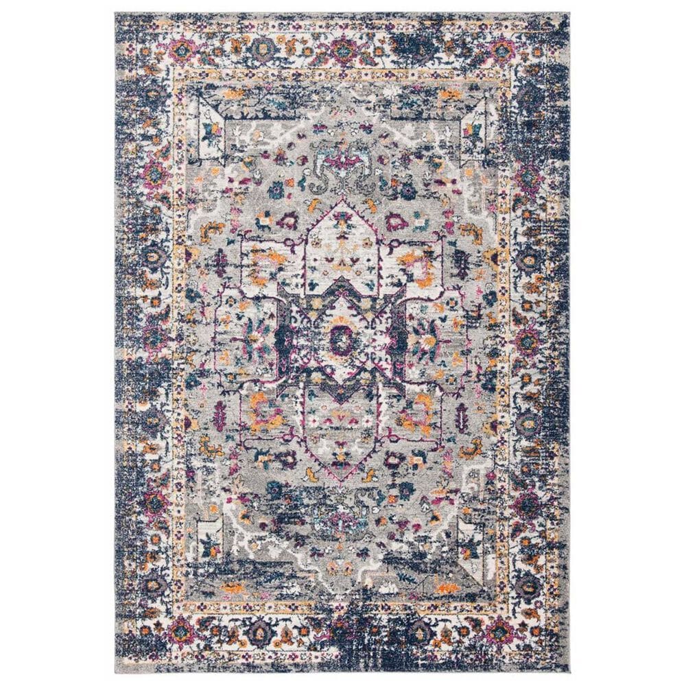 Safavieh Evoke EVK275G 5"1" x 7"6" Grey and Navy Area Rug, , large