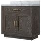 Lexora Home Abbey 36" Single Bathroom Vanity in Brown Oak with 2 cm White Carrara Marble Top and Rectangular Sink, , large