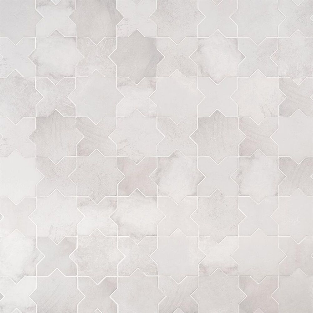 Soho Studio Malta White Star and Cross 6" x 6" Matte Porcelain Tile Kit, , large