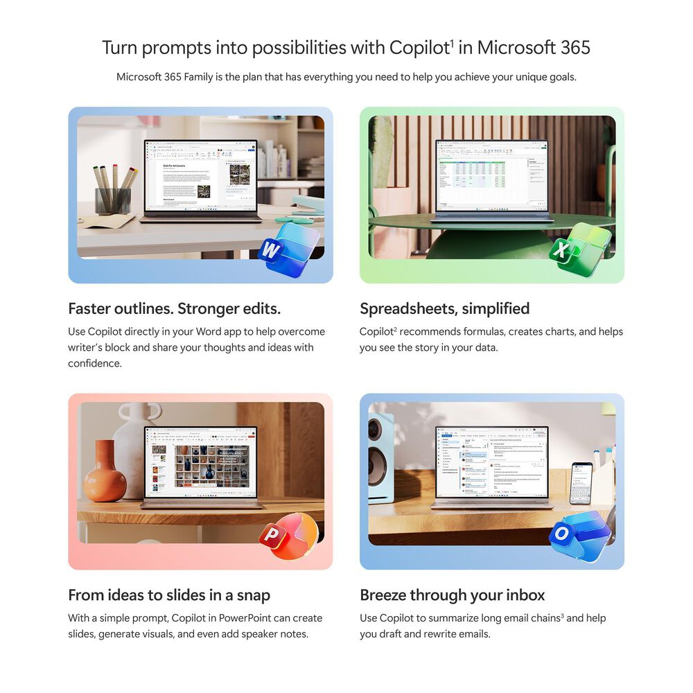 Microsoft 365 Family Software | 12-Month Subscription, 6 Person | 6TB OneDrive Cloud Storage | Microsoft Copilot | Product Key Code, , large