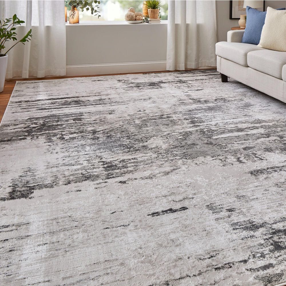 Feizy Prasad 5&#39; x 8&#39; Ivory and Charcoal Area Rug, , large
