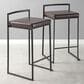Lumisource Fuji Stackable Counter Stool with Brown Faux Leather Cushion in Black (Set of 2), , large