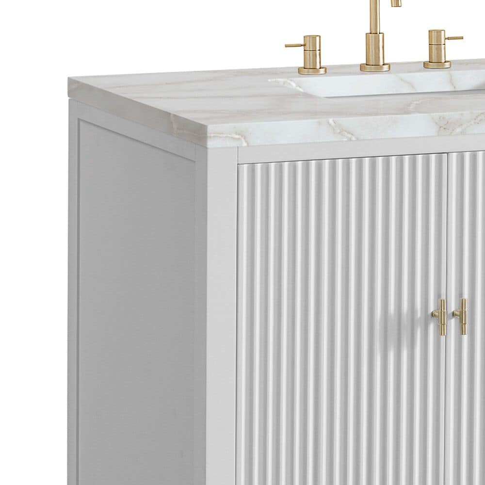 James Martin Vanities Myrrin 72" Double Bathroom Vanity in Bright White with 3 cm Eternal Jasmine Pearl Silestone Top, Rectangular Sinks and FreePower Wireless Charger, , large