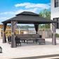 HOMLUX 12" x 14" Outdoor Hardtop Gazebo with Galvanized Steel Roof, Netting, and Curtains, Gray, , large
