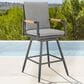 Armen Living Crown Patio Swivel Bar Stool with Dark Gray Cushion in Black, , large