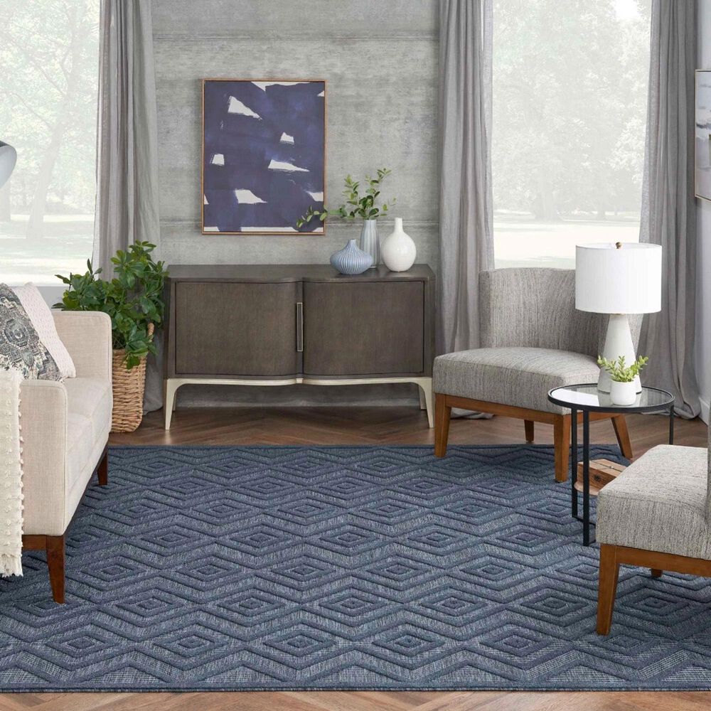 Nourison Versatile 8&#39; x 10&#39; Navy Blue Indoor/Outdoor Area Rug, , large