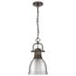 Golden Lighting Duncan 1-Light Small Pendant with Chain and Pewter Shade in Rubbed Bronze, , large