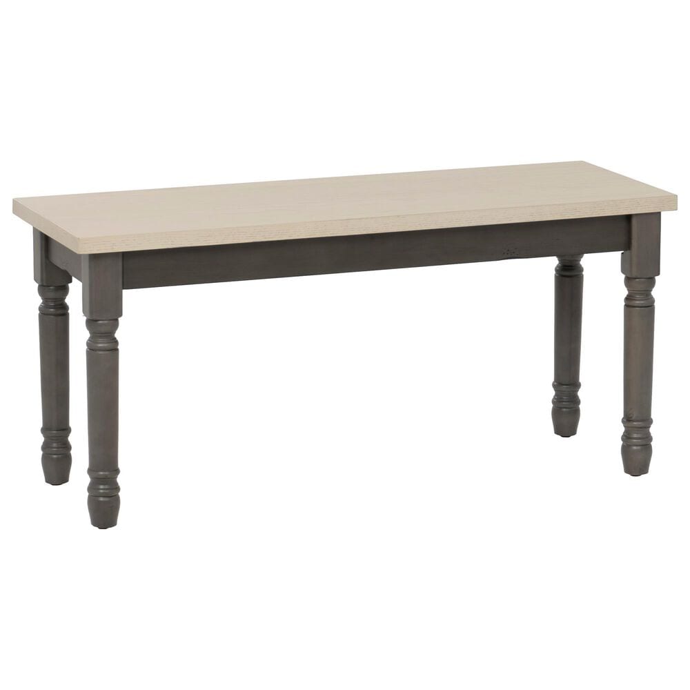 Linon Home Decor Willow Dining Bench in Smokey White and Dark Grey, , large