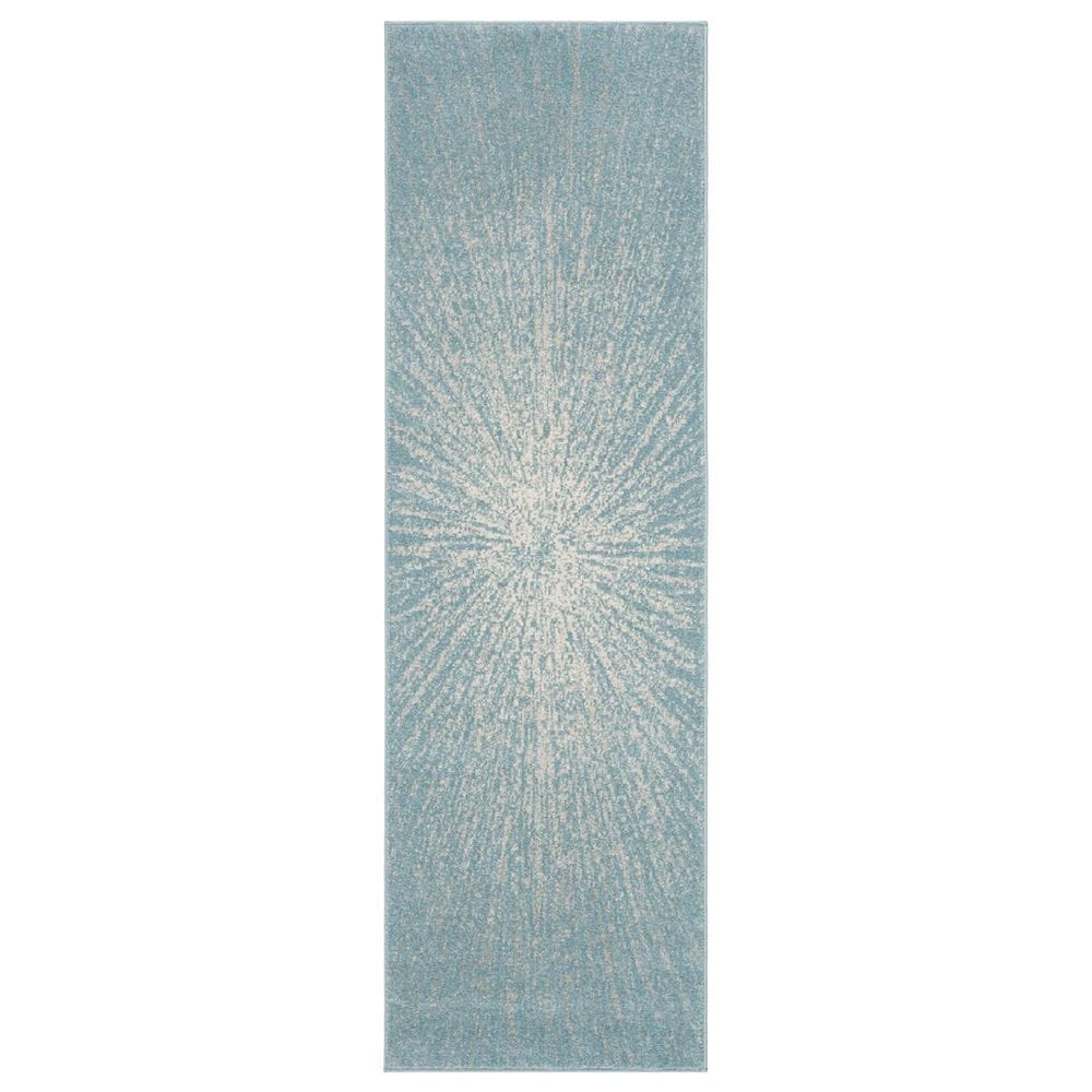 Safavieh Evoke EVK228J 2"2" x 11" Aqua and Ivory Indoor/Outdoor Runner Rug, , large