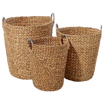 Maple and Jade Coastal Storage Basket Shichito Mat Grass in Neutral Blonde (Set of 3), , large