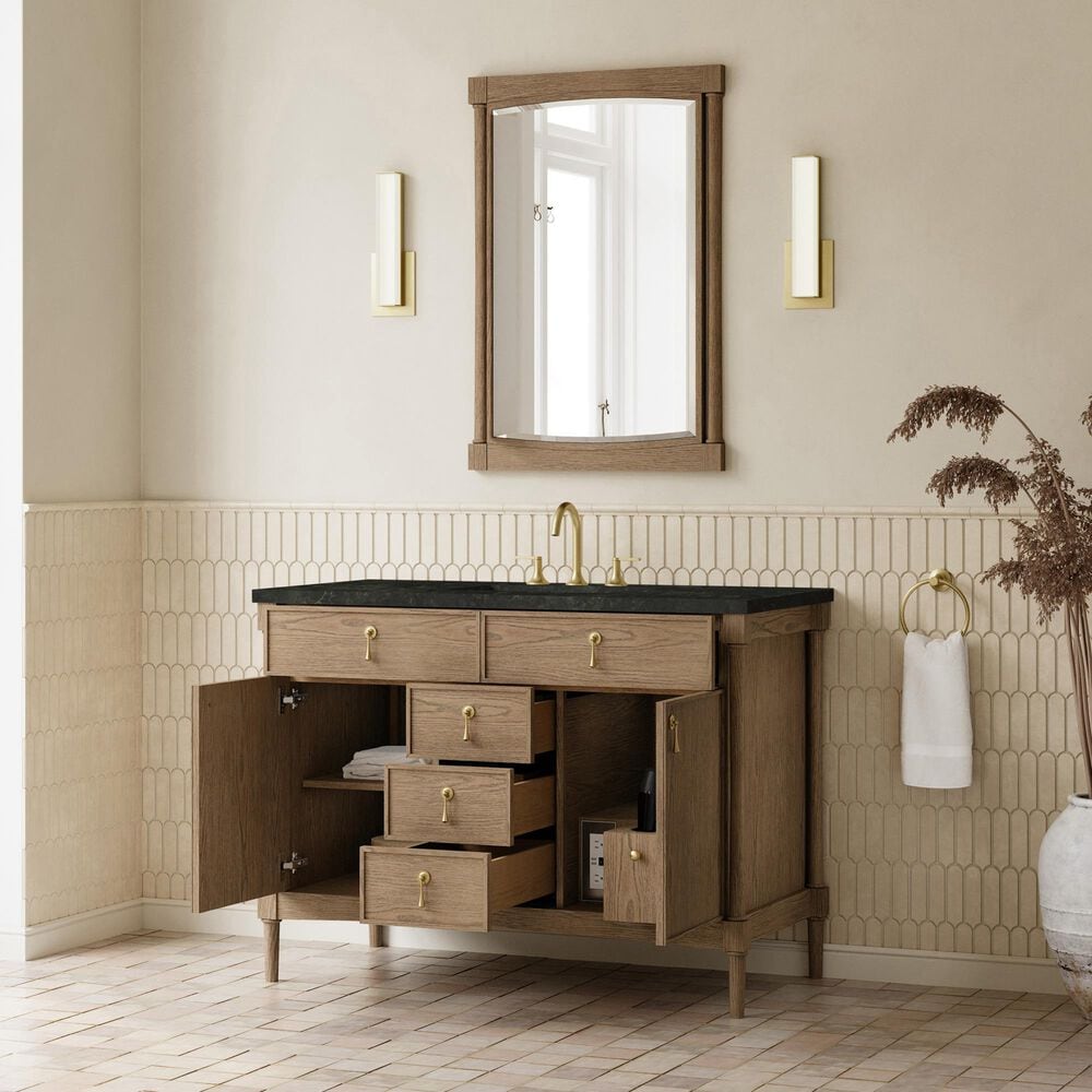 James Martin Kinnsden 48" Single Bathroom Vanity in Weathered Oak with 3 cm Phantome Eclos Top and Rectangular Sink, , large