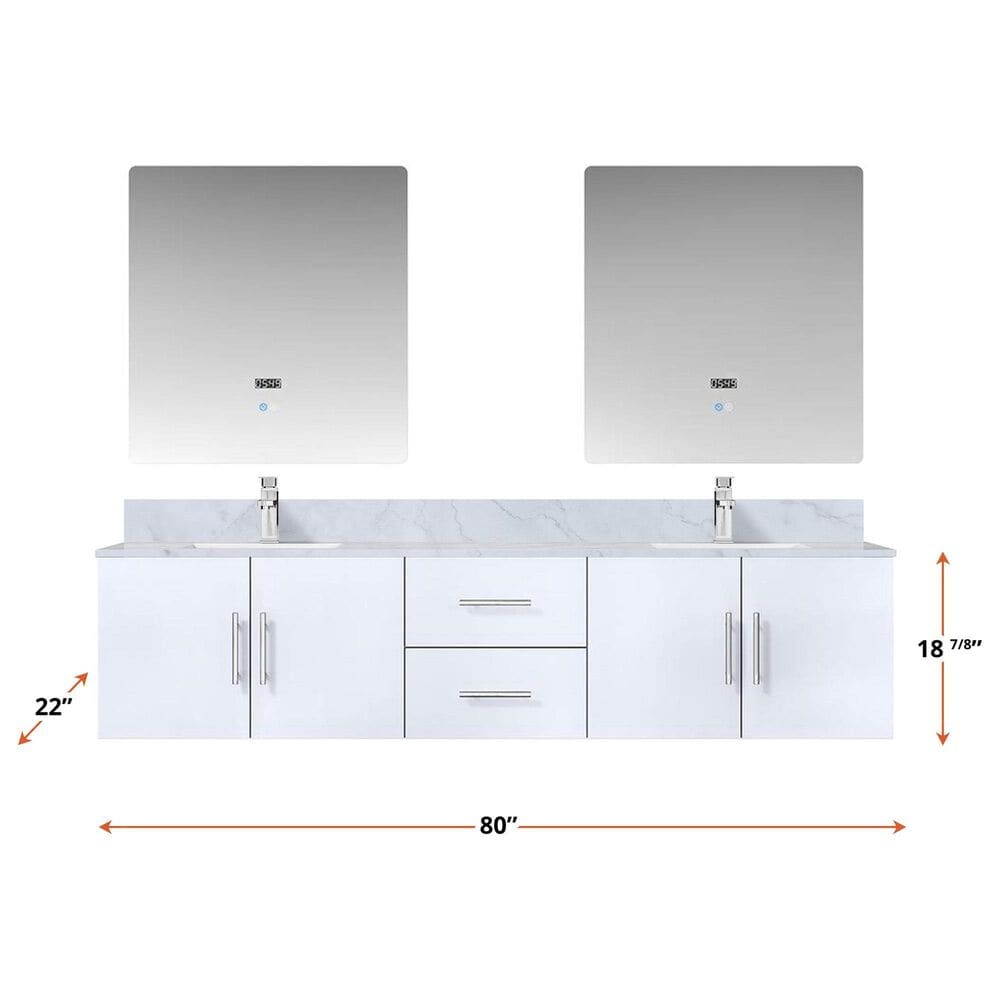 Lexora Home Geneva 80&quot; Double Bathroom Vanity Cabinet Only in Glossy White and 30&quot; LED Mirrors, , large