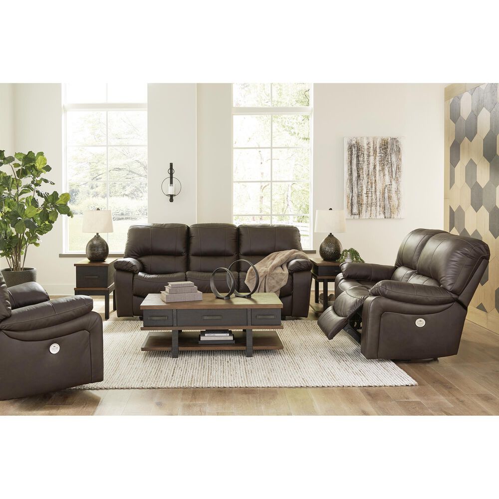 Ashley Leesworth Power Reclining Sofa in Dark Brown, , large